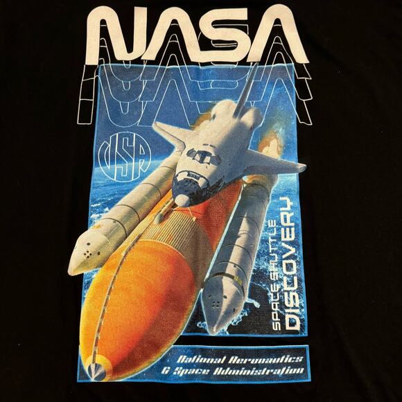 NASA Space Shuttle Discovery T-Shirt XL Black Graphic Tee Astronaut Space Logo - Picture 4 of 9